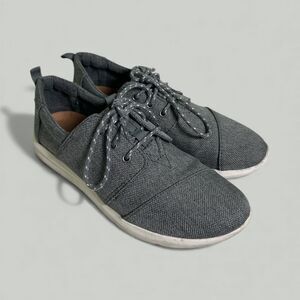 TOMS Del Rey Lace-Up Sneakers Womens 7.5 Gray Canvas Casual Comfort Shoes